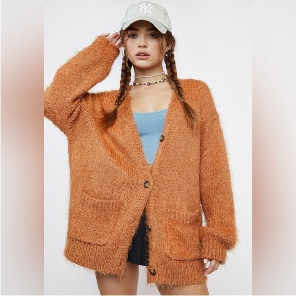 Free People Sweaters - Free People Nevermind Cardigan Sweater Button Up Cider Burnt Orange Size XS